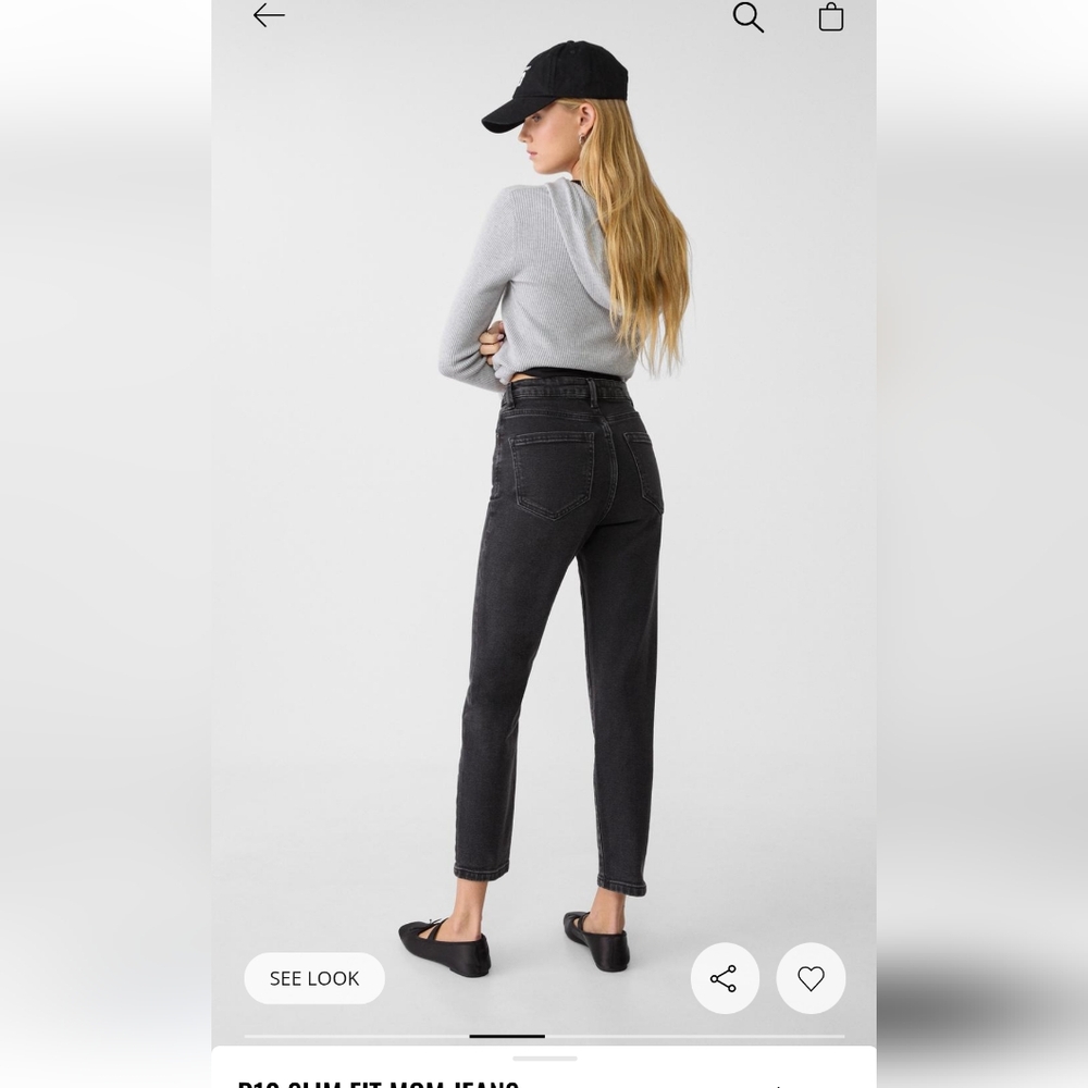 Stradivarius Mom Slim Black Jeans